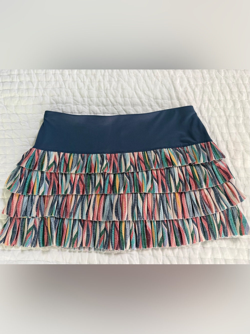 Lucky in Love Navy Waist Multicolor Pleated Tennis Skirt size L